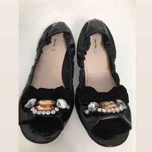 MIU MIU Size 8 US, 38.5 EU, 6 UK Black with Crystal Detail; Preloved